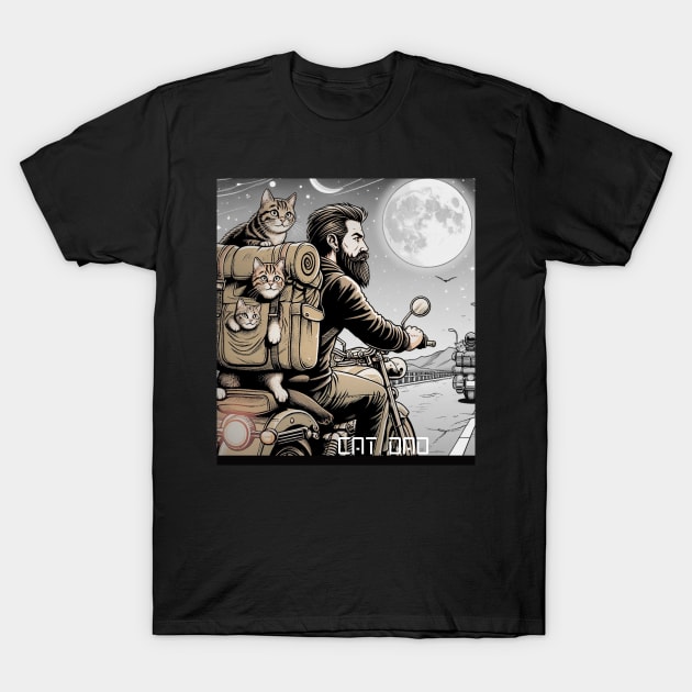 Cat Dad and Biker T-Shirt by DAZu